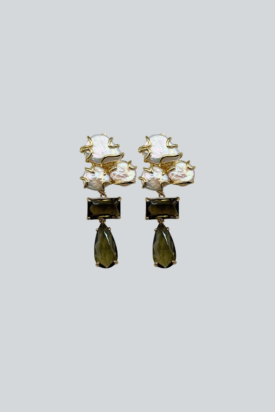 ARETES 3 PERLAS CRISTALES NEGRO