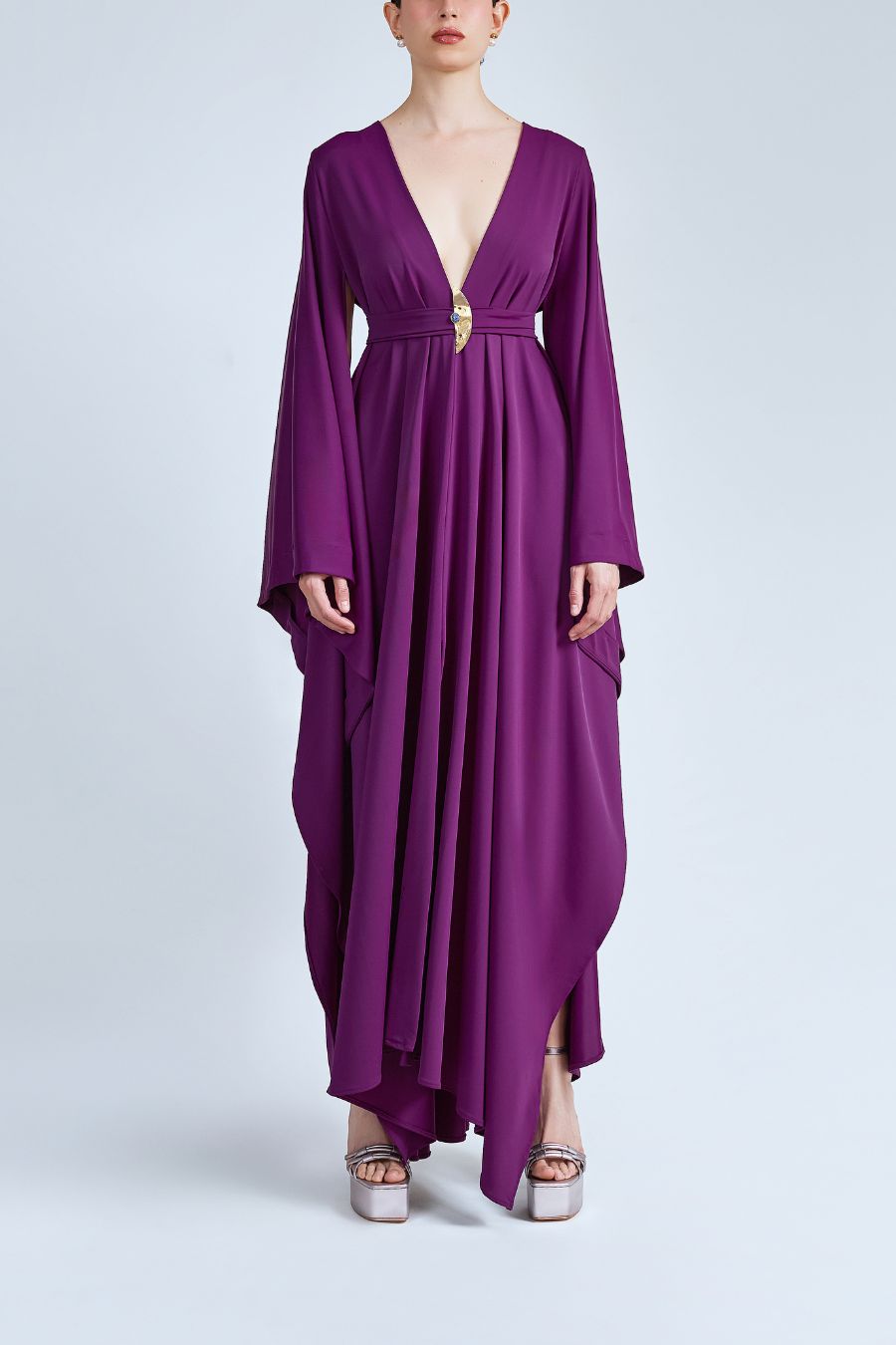 vestido largo morado