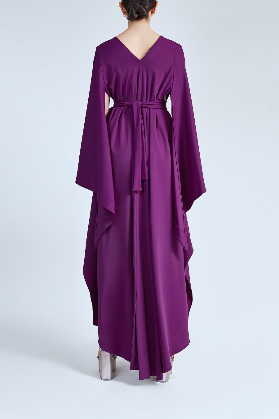 vestido largo morado