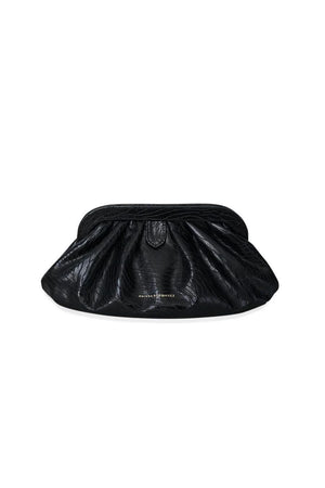 Bolso clutch de cuero color negro UGGA Oriana Rodríguez