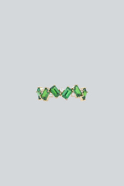 anillo con zirconias rectangulares verdes