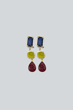 aretes de cristal azul amarillo rojo