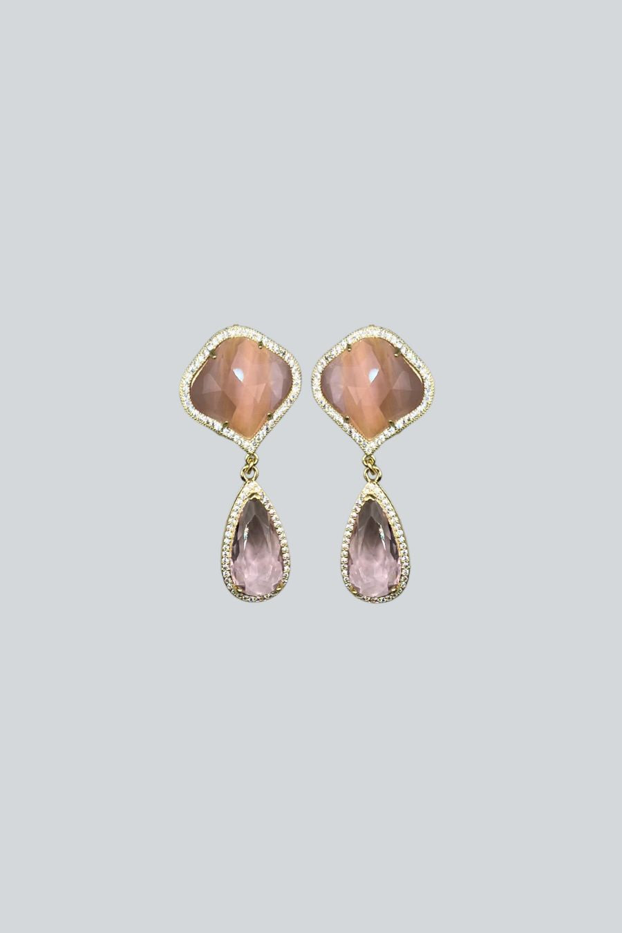 ARETES CRISTALES ROSA