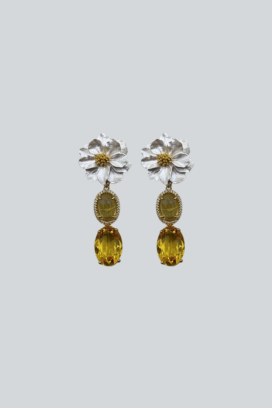 ARETES FLOR CRISTALES MIEL