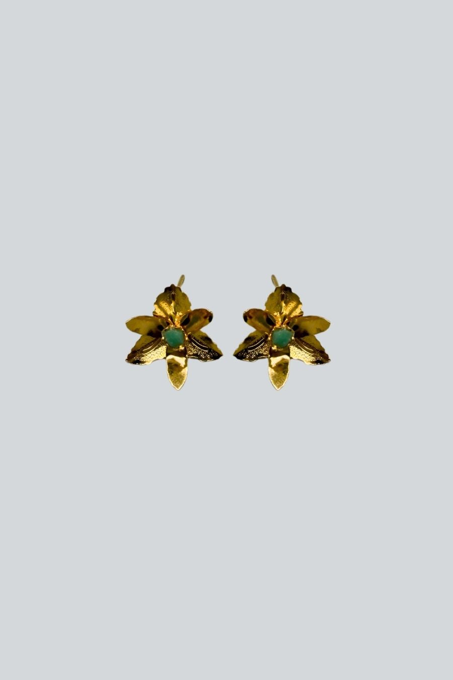 ARETES ORQUIDEA 3 PETALOS DOBLE