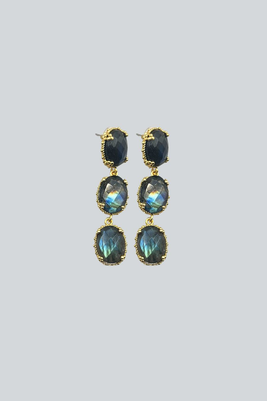 ARETES TRES OVALOS NEGROS