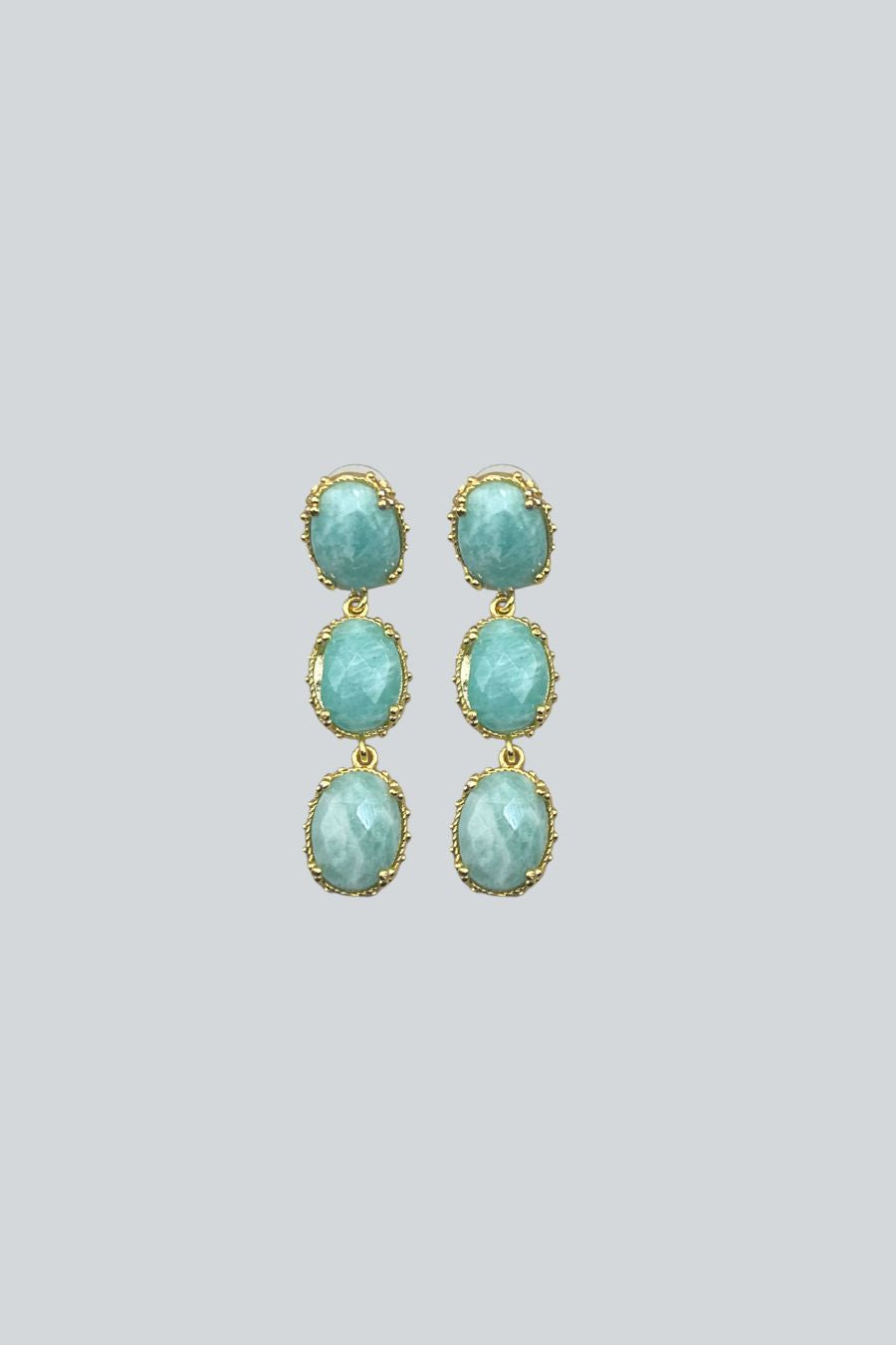 ARETES TRES OVALOS VERDES