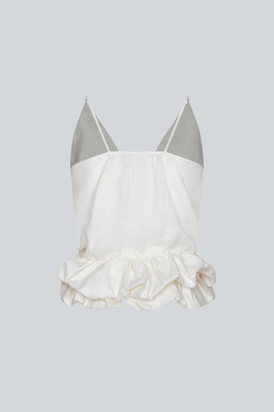 Blusa peplum ivory de PADOVA, vista posterior.