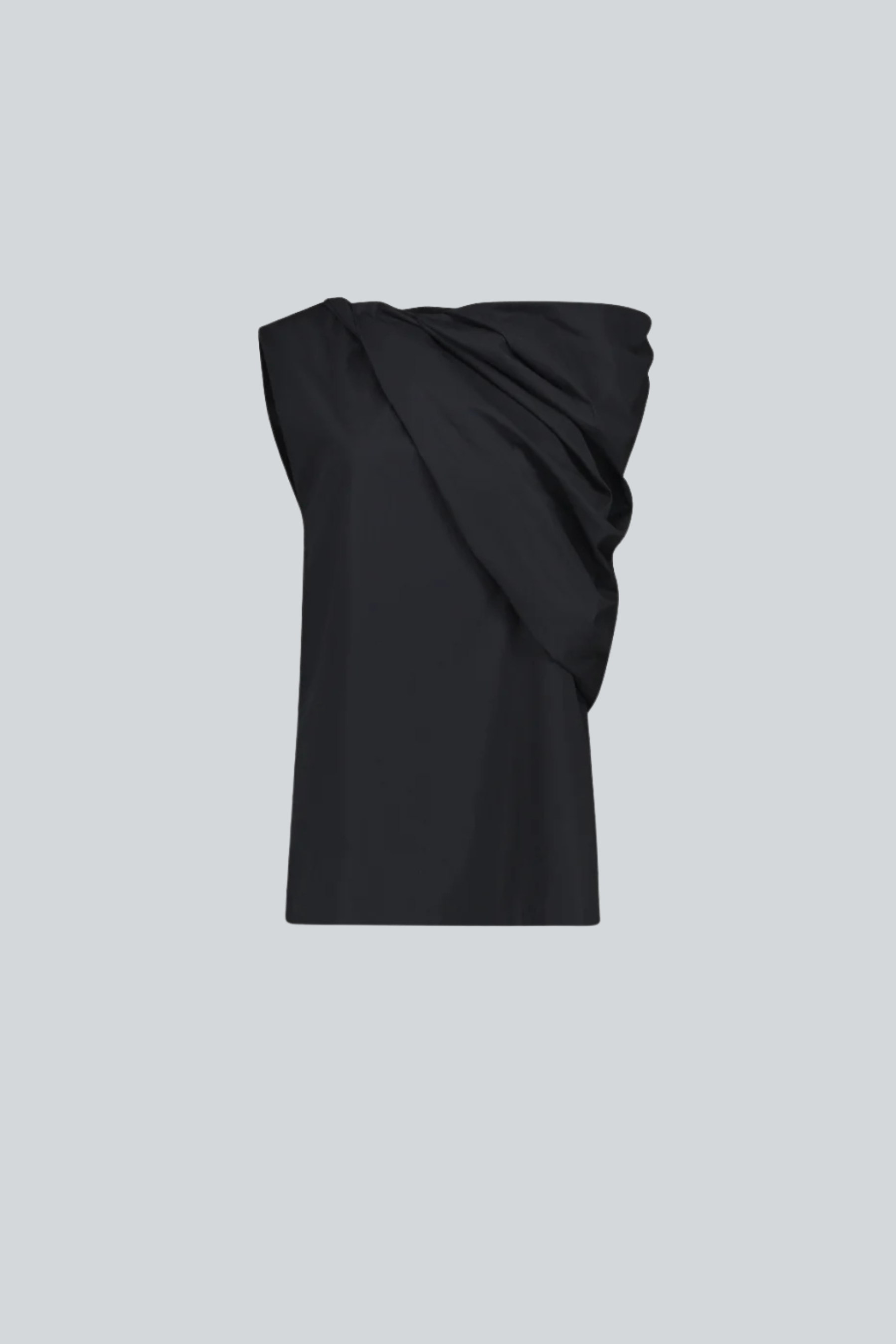 Blusa negra de algodón pima para mujer con diseño fluido de diseñador latinoamericano