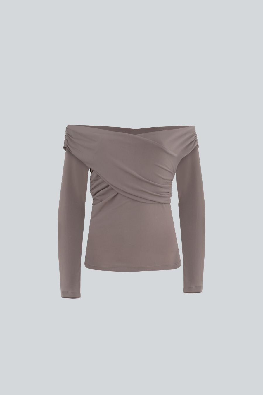 Blusa de manga larga con escote cruzado de hombros caídos