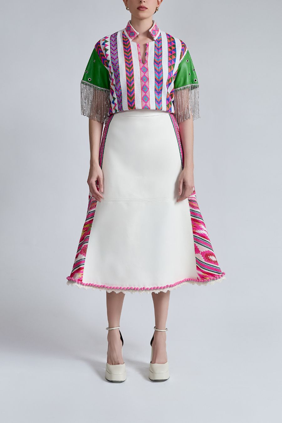 BLUSA TELAR CON PIEL