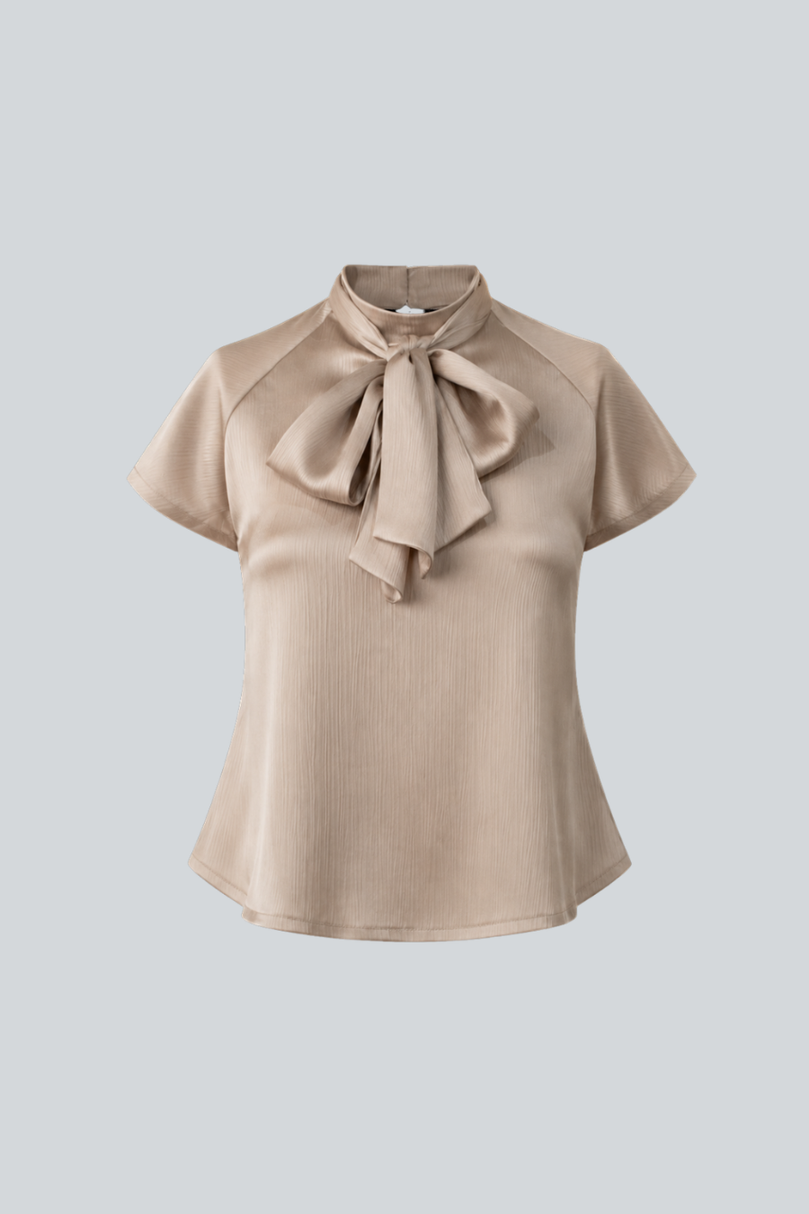 Blusa Genesis Champagne de Anirash, blusa de satén de manga corta con lazo en el cuello 