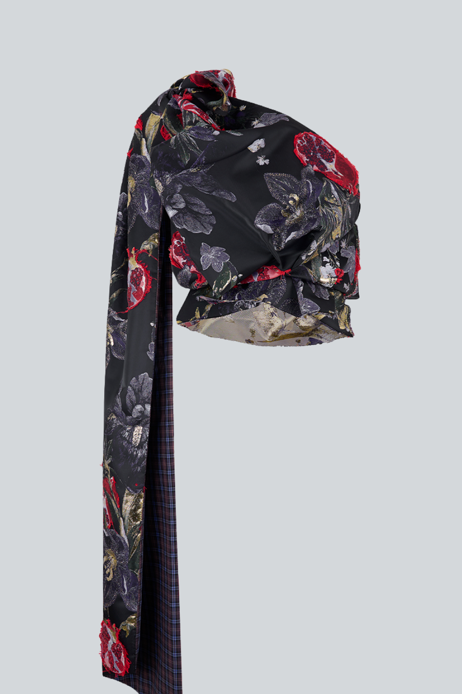 Indulgence Blouse, blusa de un hombro drapeada con lazo largo 