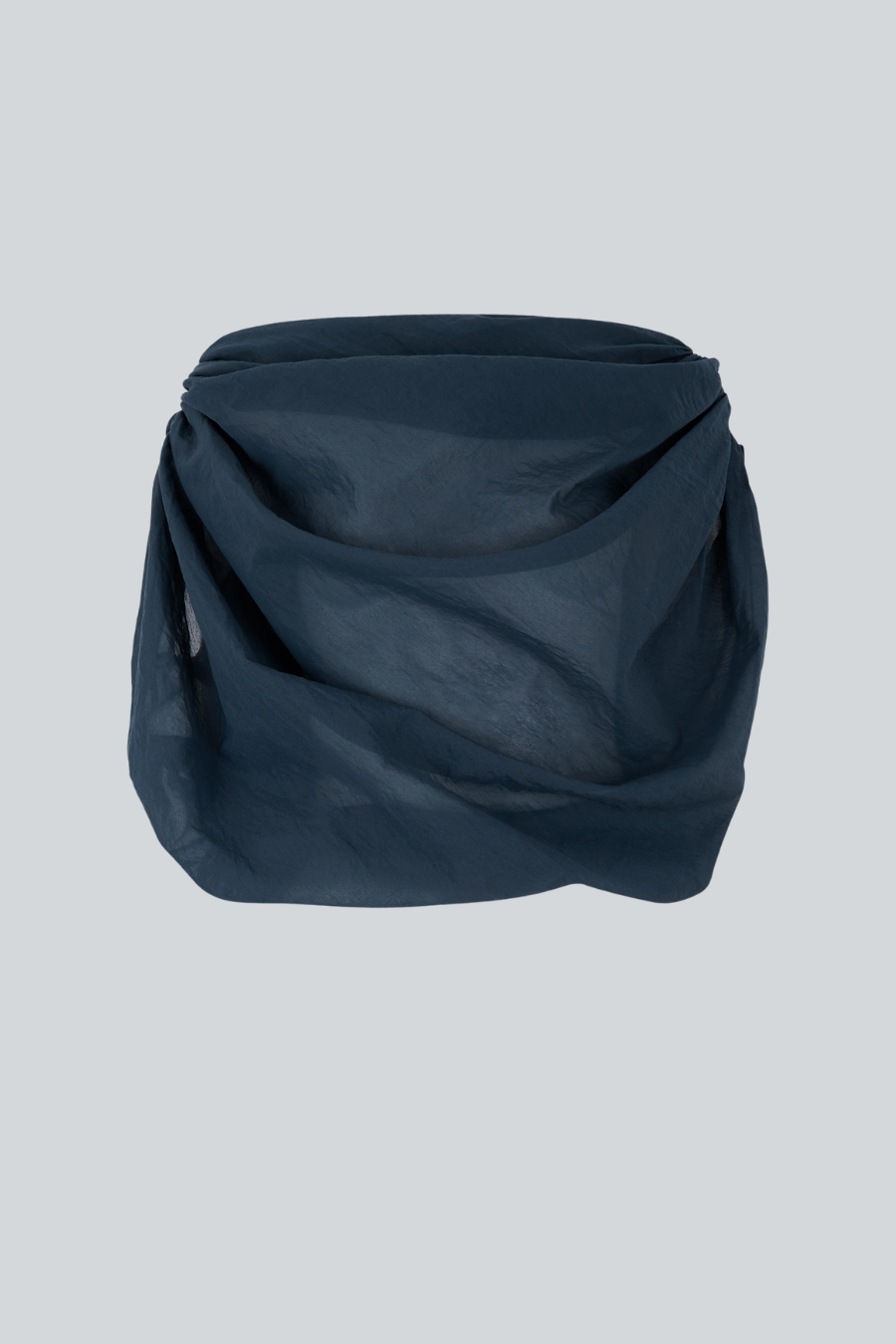 Blusa Rage azul marino drapeada off-shoulder de Sandra Weil. 