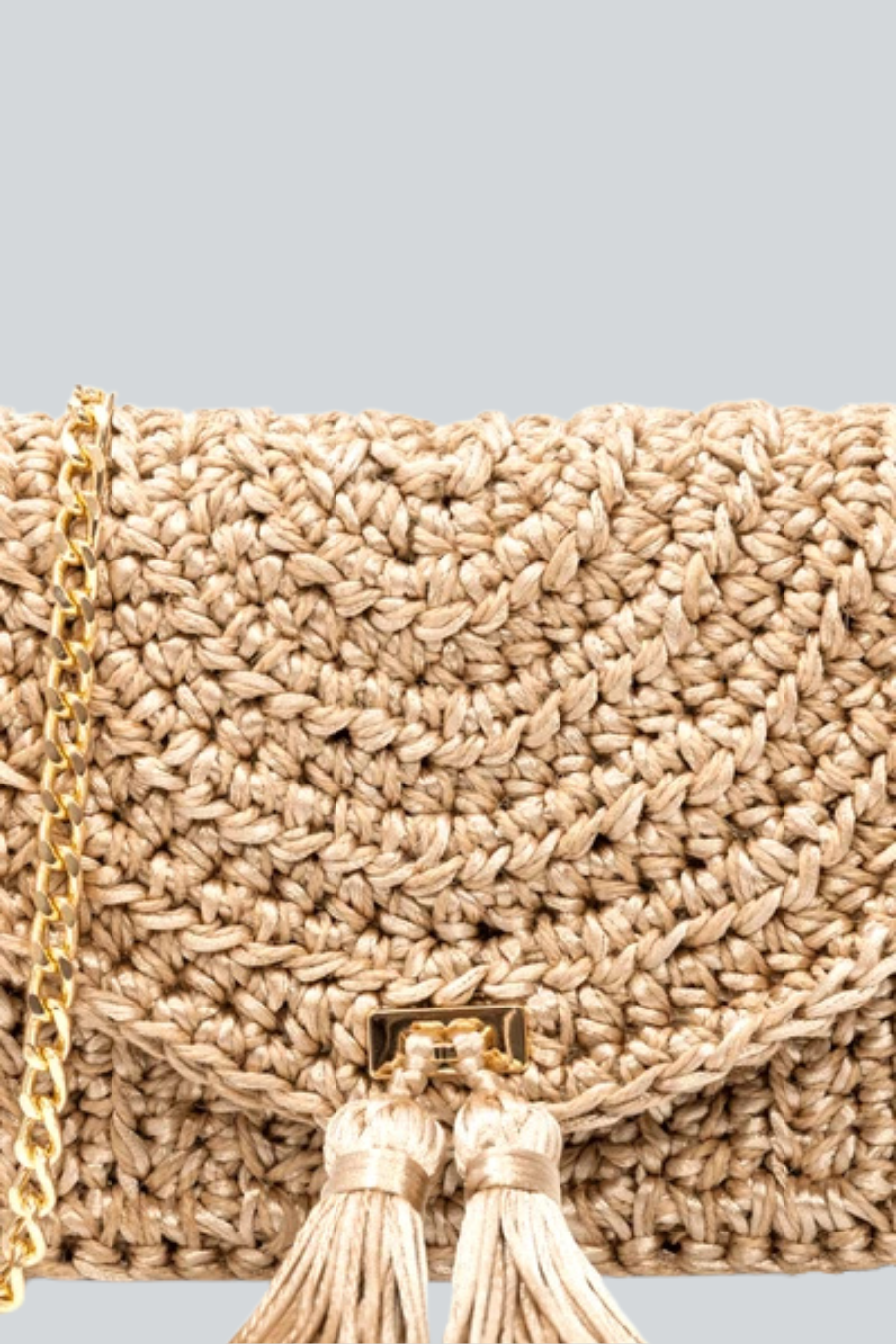 Bolsa artesanal tejida con hilo de satén de Catarina Mina vista detalle
