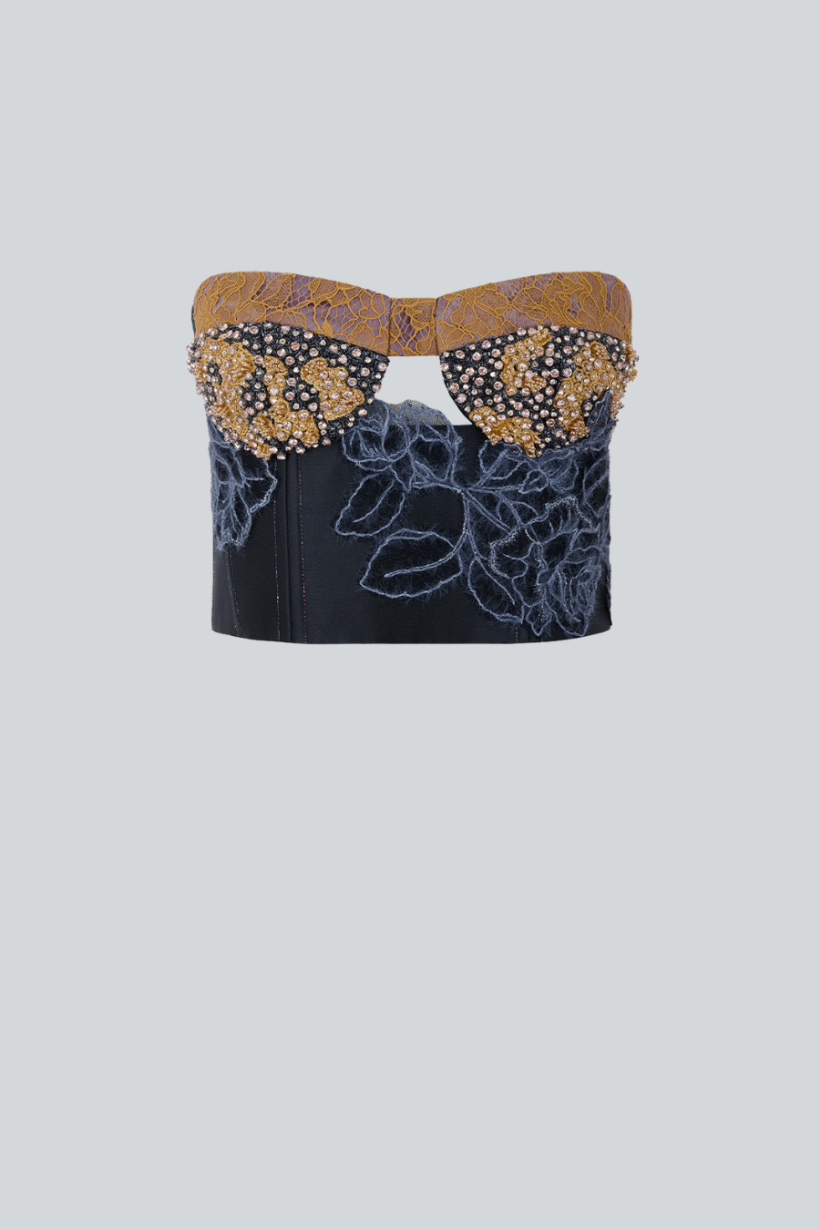 Bliss Bustier, bustier strapless estructurado con detalles bordados a m