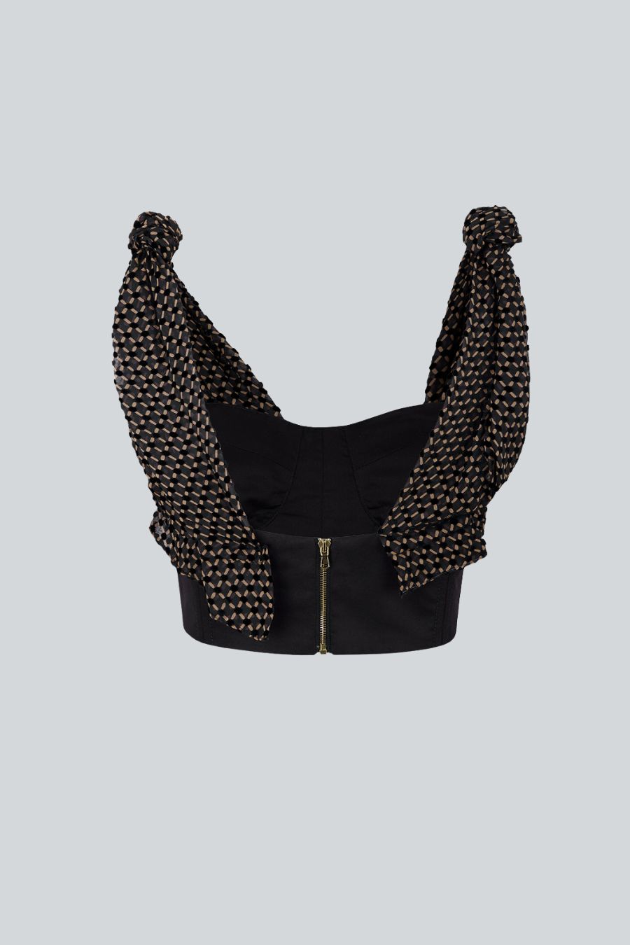 Disrupt Bustier vista posterior, bustier strapless con construcción estructurada 