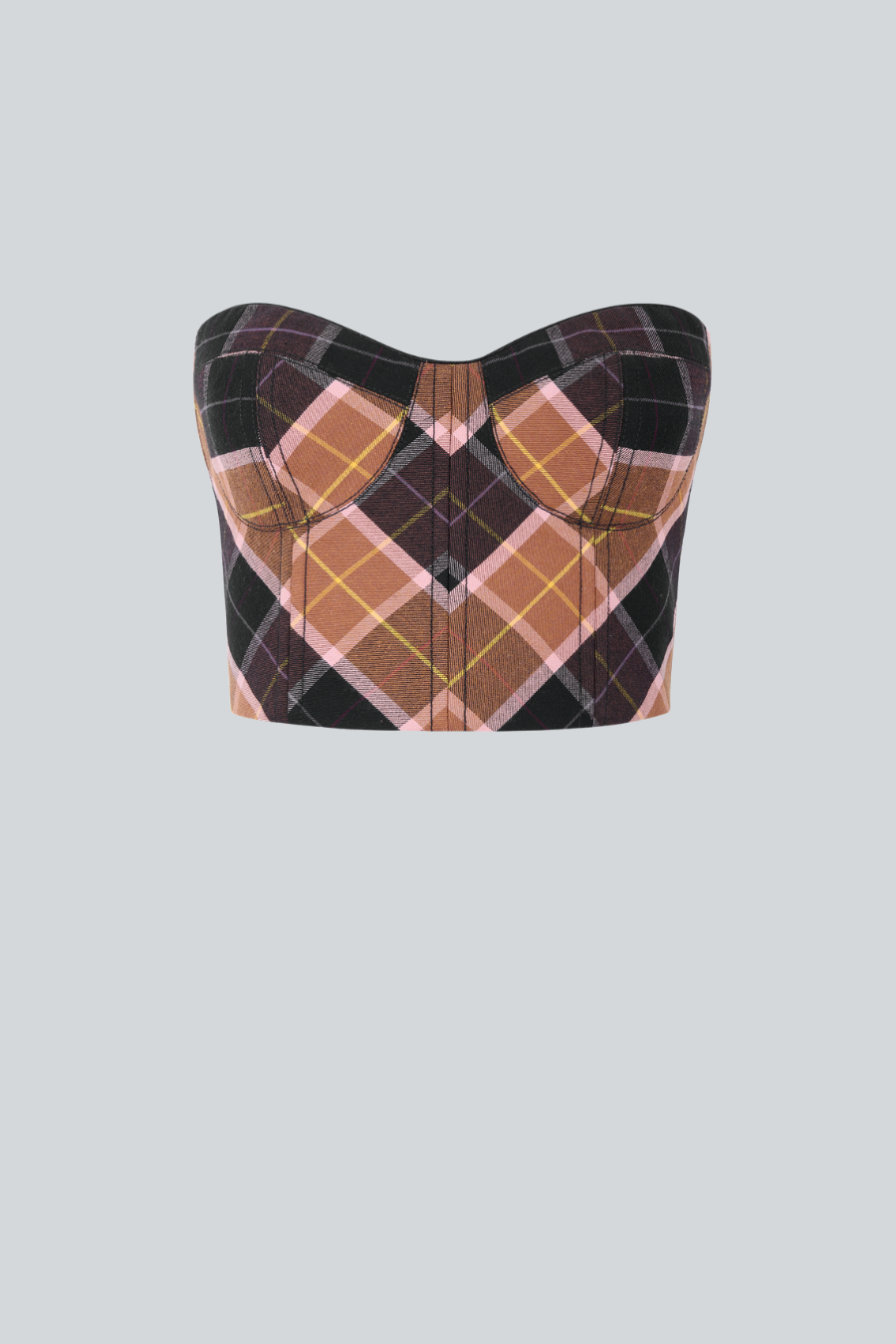 Bustier Hams strapless con estampado de cuadros multicolor