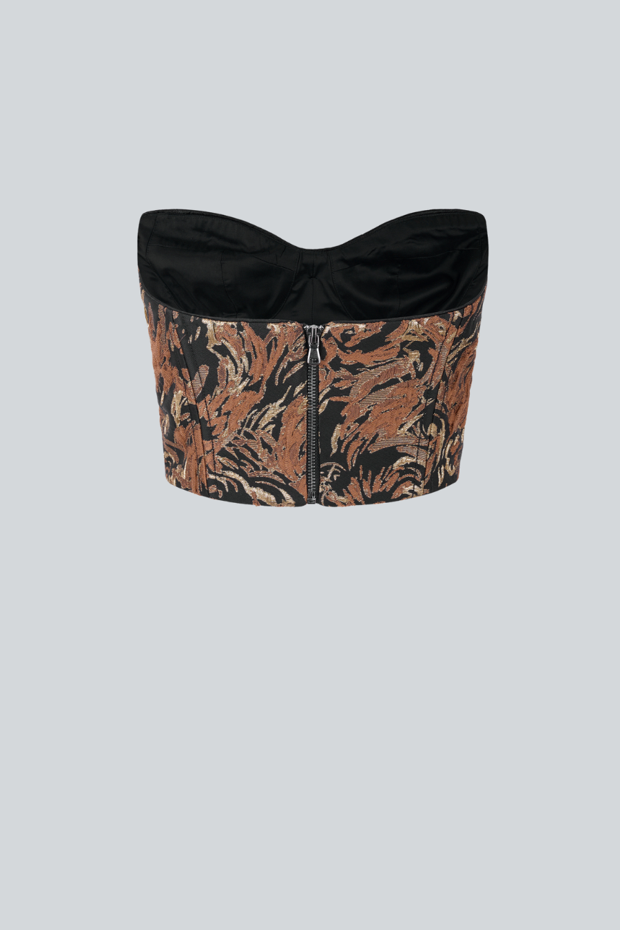 Bustier Hams strapless con estampado de cuadros multicolor vista posterior.