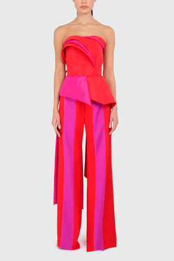Maxi bustier rosa con rojo Raquel Orozco Ugga