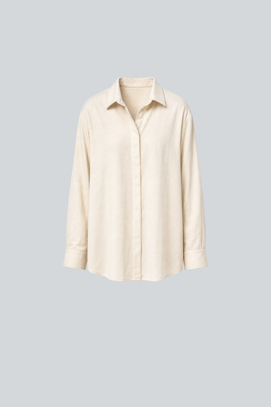 Blusa Aria de Entos, blusa ivory de manga larga en satén con encaje en la espalda
