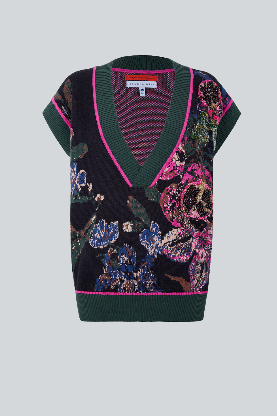 Chaleco Botticelli oversized de punto con detalles bordados a mano