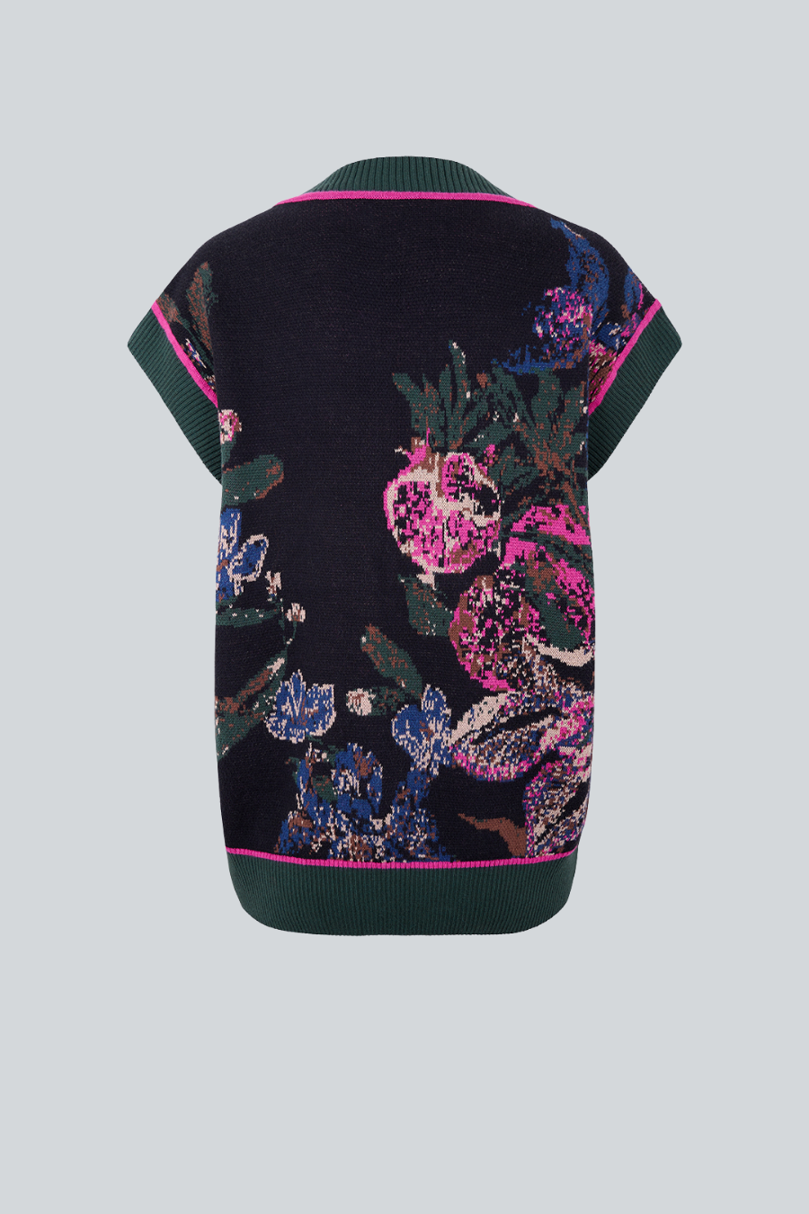 Chaleco Botticelli oversized de punto con detalles bordados a mano vista posterior
