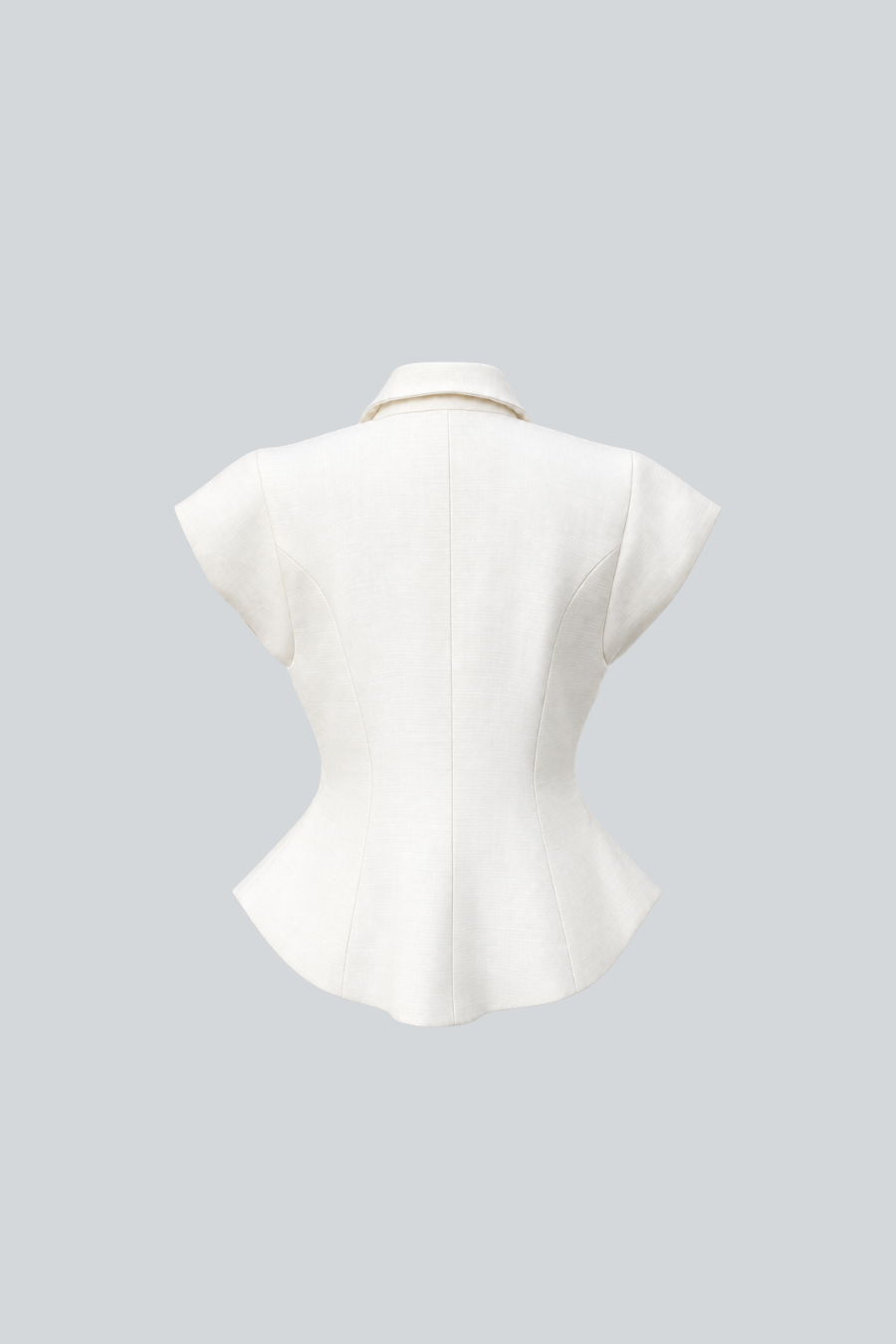 Chaleco ivory de manga corta con botón frontal en cintura