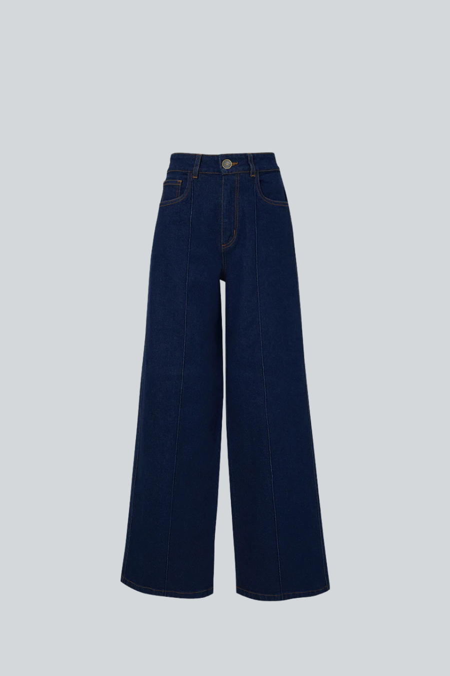 Jeans culotte de tiro alto azul oscuro de PADOVA, vista frontal.