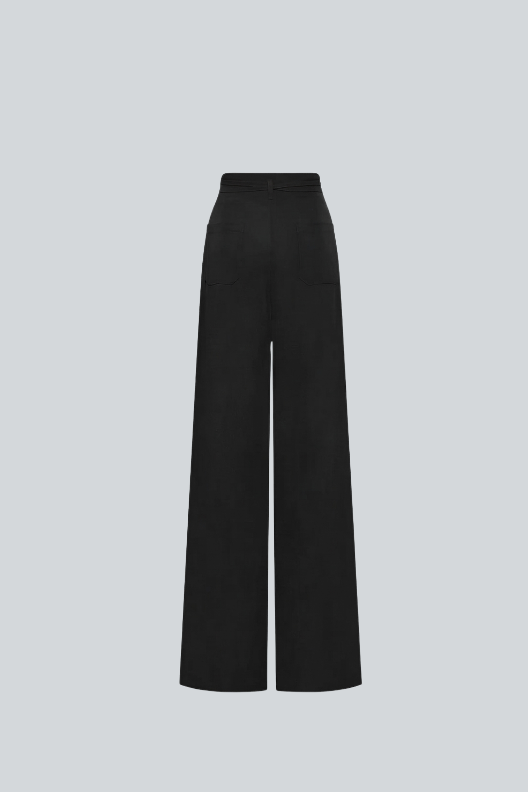 Pantalón palazzo wide leg negro de PADOVA, vista posterior.