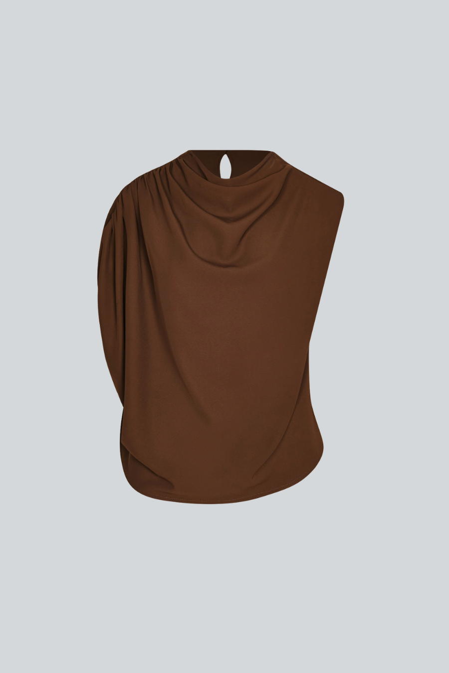 Blusa de cuello alto drapeado de PADOVA, vista frontal.