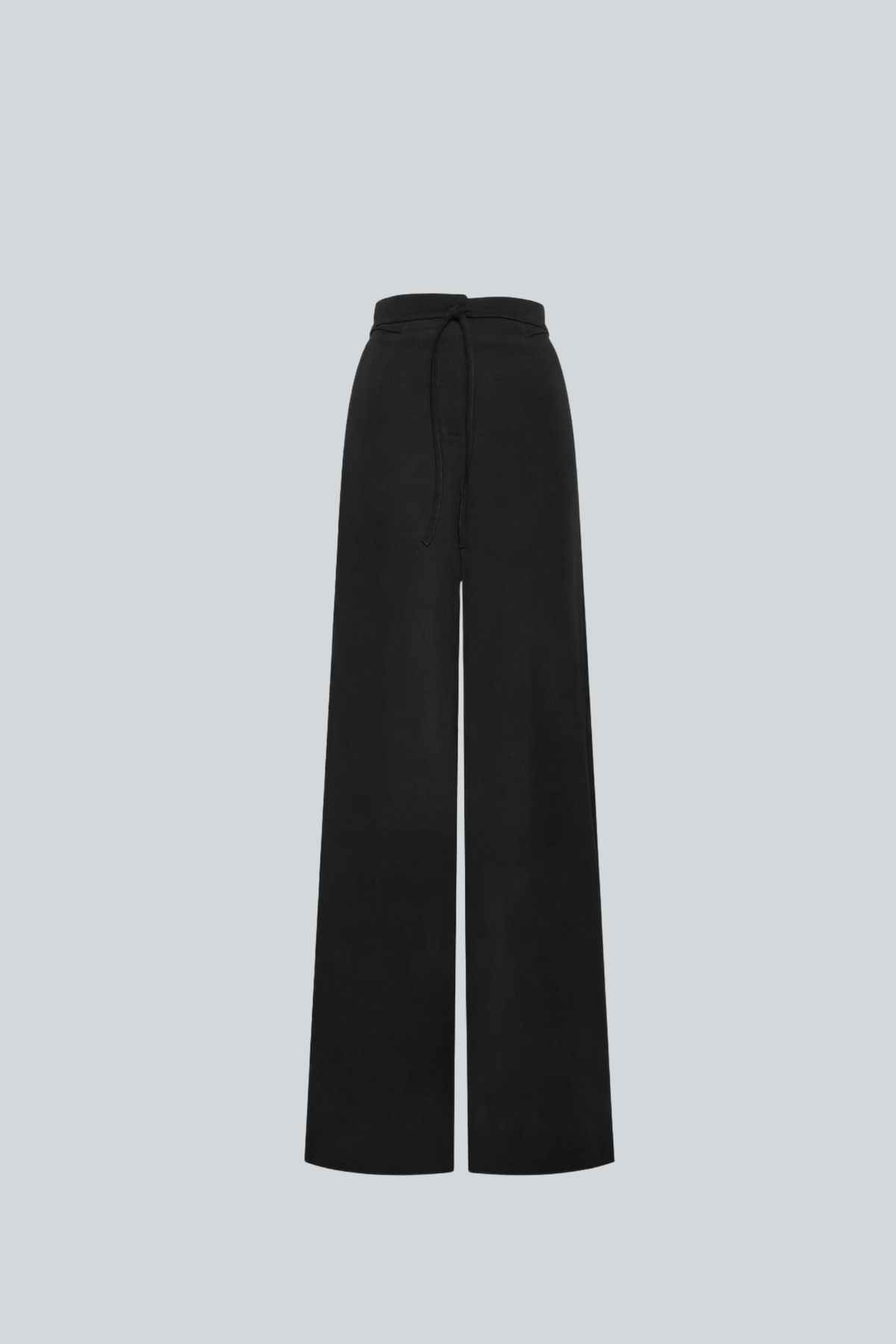 Pantalón palazzo wide leg negro de PADOVA con cinturón, vista frontal.