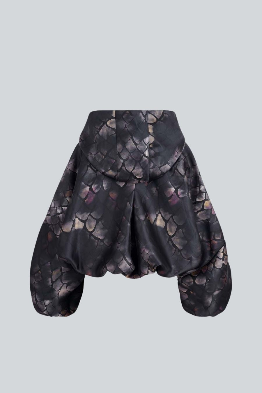 Chamarra cropped de silueta oversized con gorro y puños anchos