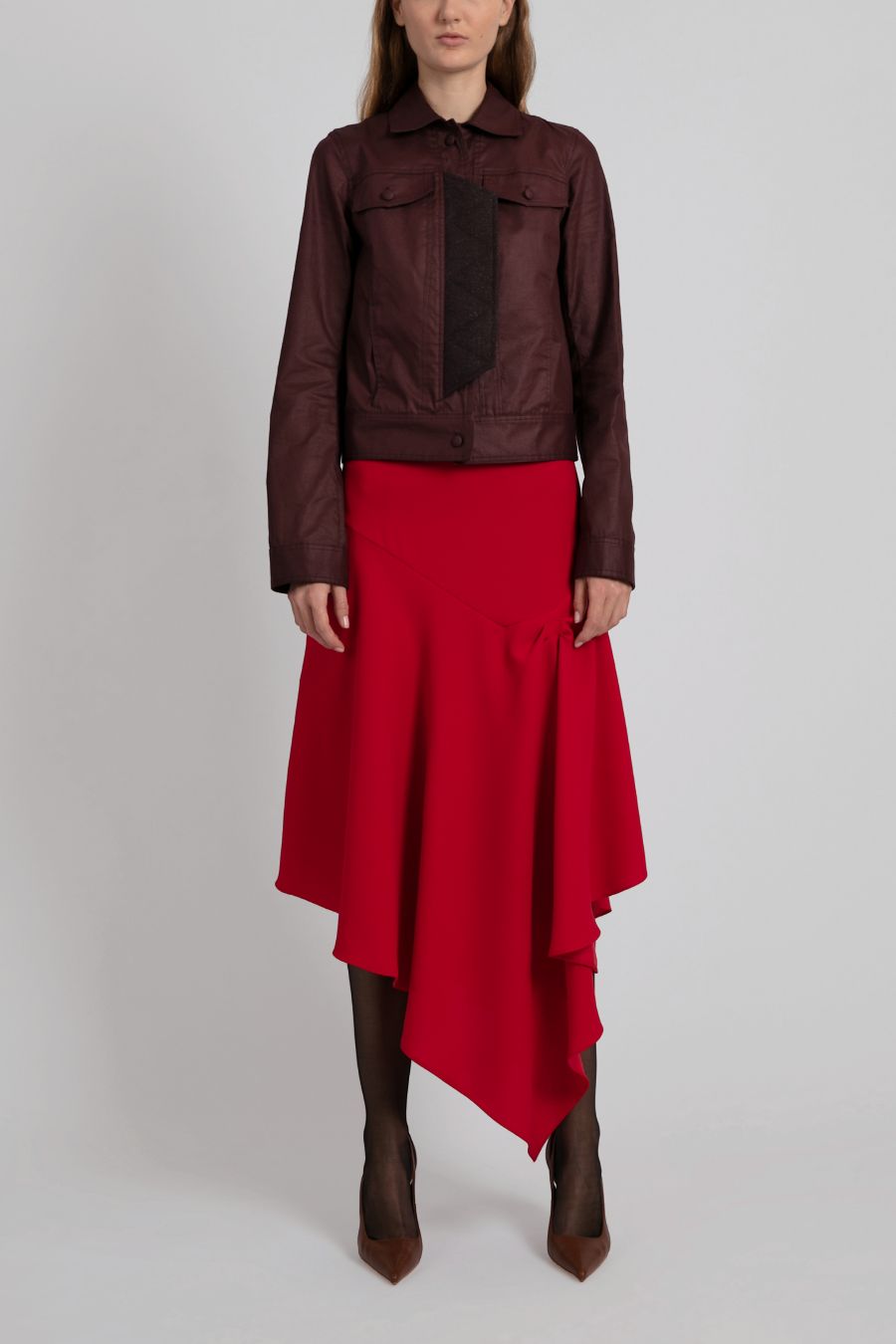 FALDA MIDI PELLIZCO DRAPEADO