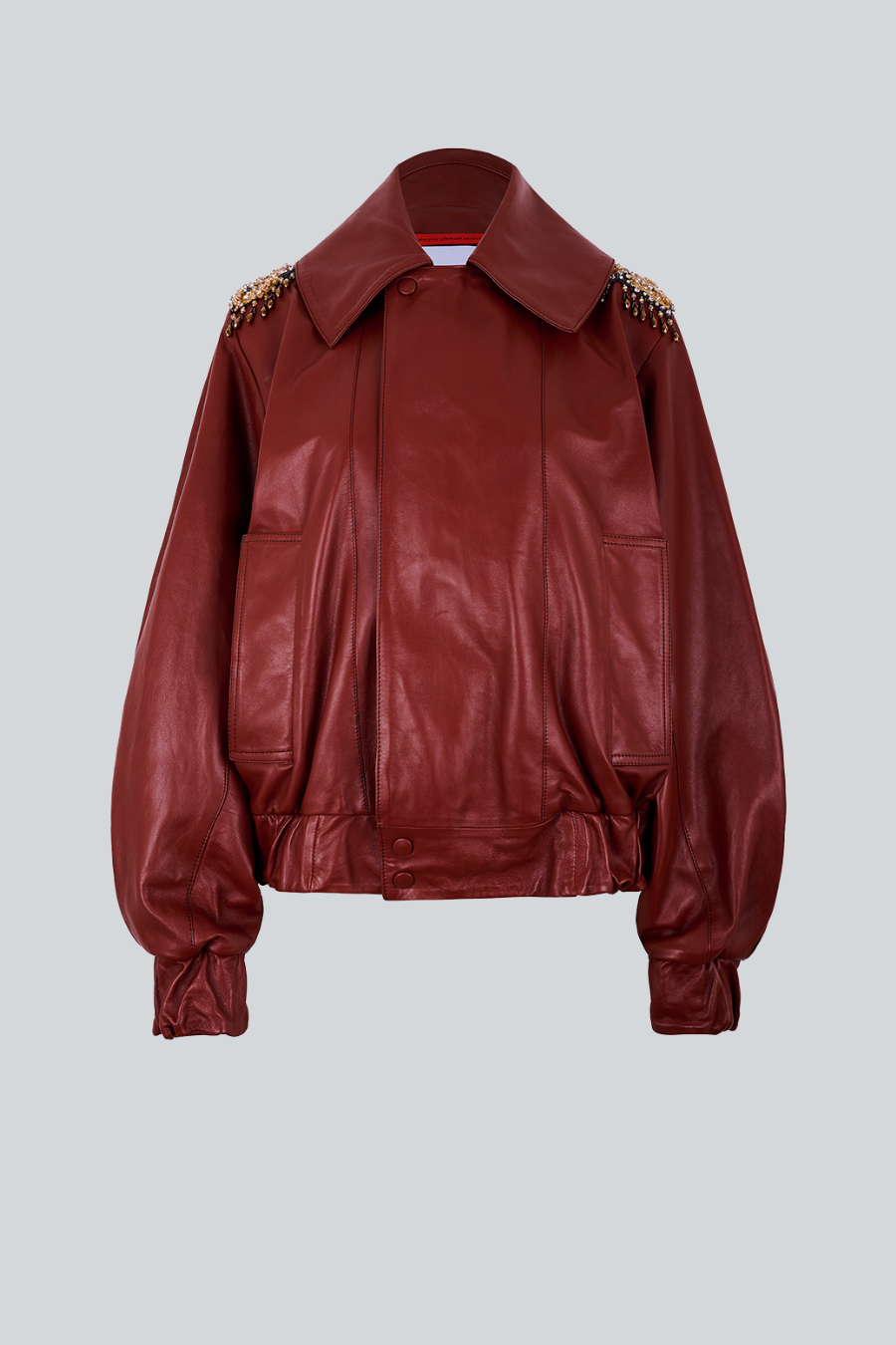 Aphrodite Jacket, chaqueta oversized de piel con mangas globo 