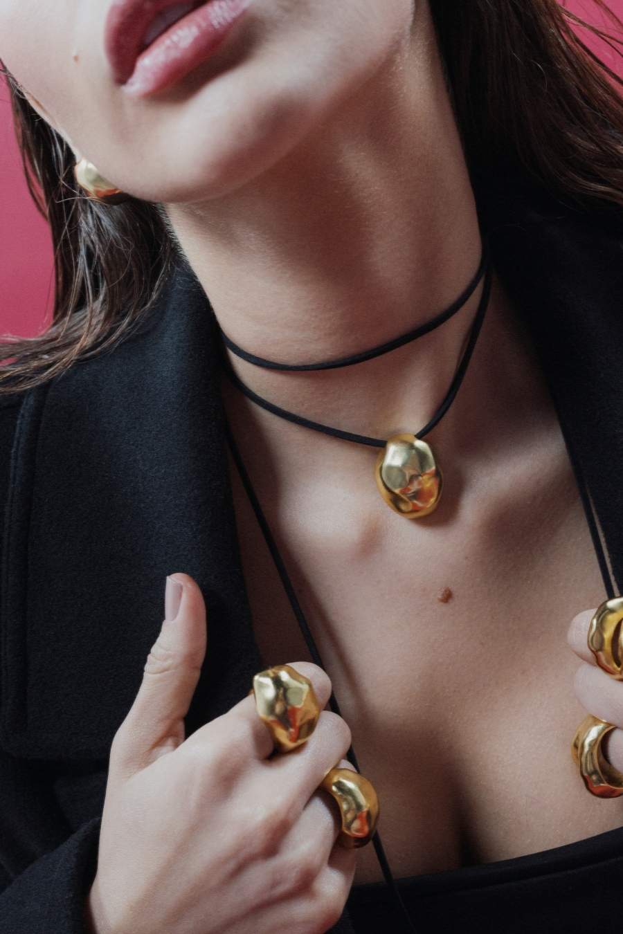 COLLAR LEATHER ORO