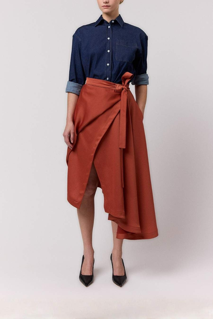FALDA MIDI MOLUSCO TERRACOTA