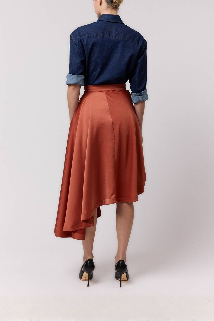 FALDA MIDI MOLUSCO TERRACOTA