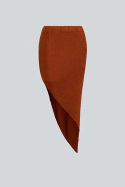 Falda midi de corte slim con largo asimétrico naranja