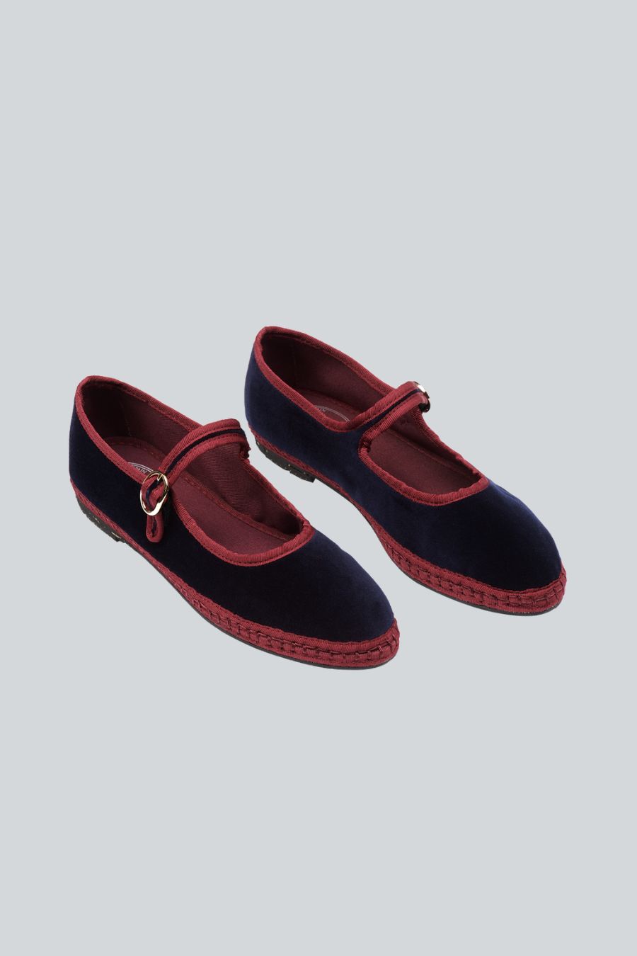 Zapato Ballerina azul tela y lino con suela de caucho 