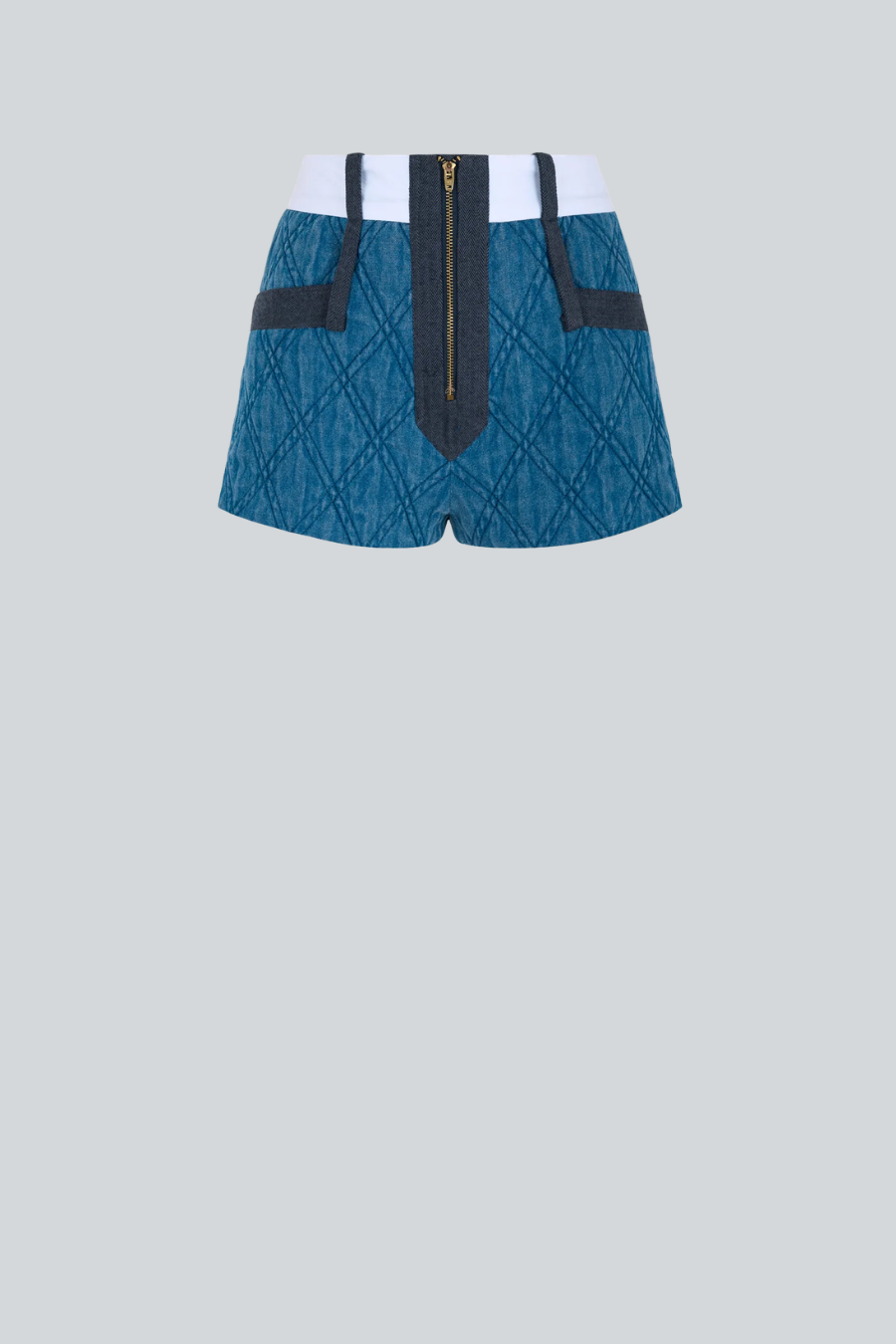 Pantalón Hot de Sandra Weil en denim con tiro alto y diseño frontal sobrepuesto