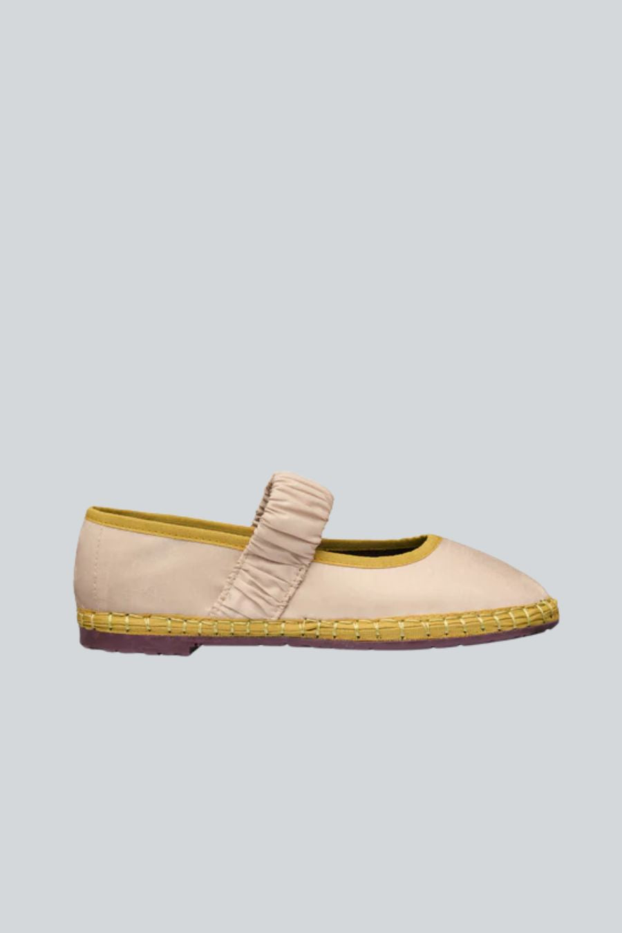 Zapato Ballerina nude tela y lino con suela de caucho 