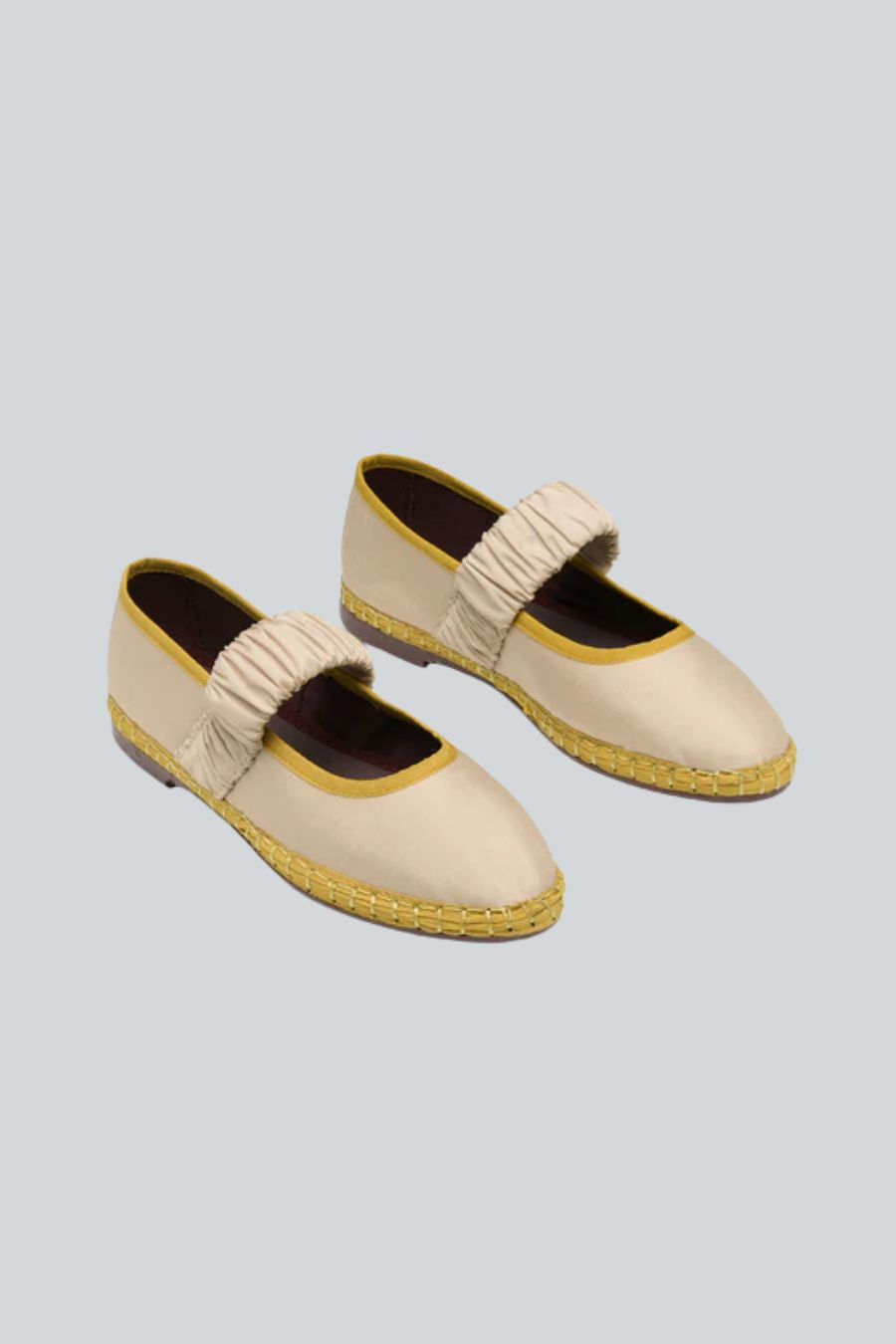 Zapato Ballerina nude tela y lino con suela de caucho 