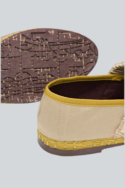 Zapato Ballerina nude tela y lino con suela de caucho 