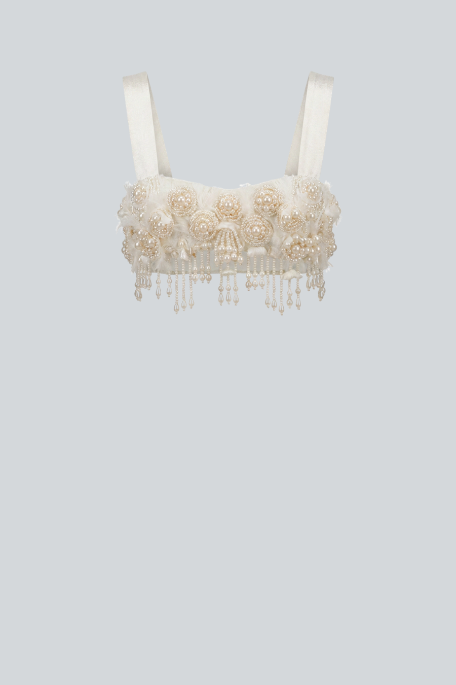 Top bordado color ivory de Amkie Gamus, vista frontal.