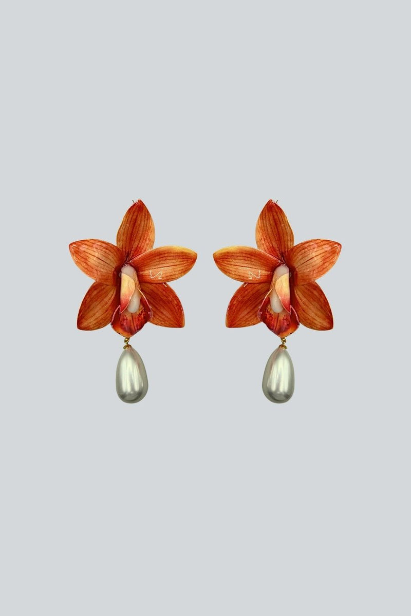 ARETES ORQUIDEA NARANJA