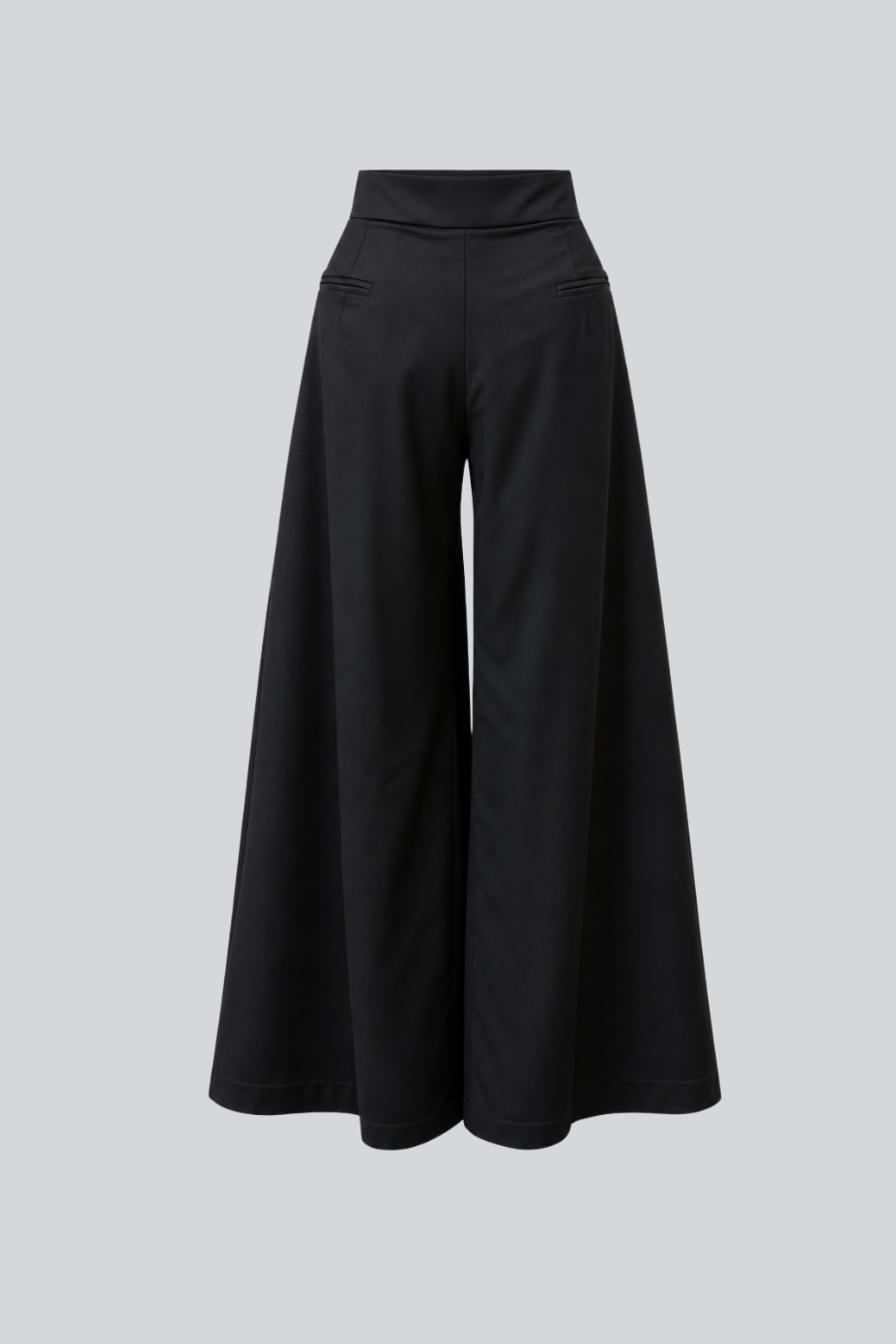 Pantalón Leonor Asimétrico de Jeanette Toscano visto por detrás en color negro