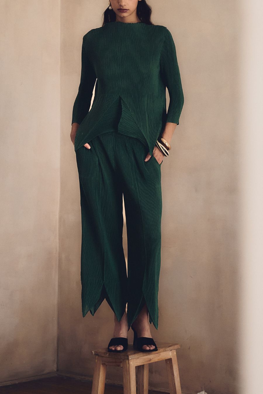 Pantalón de corte recto verde