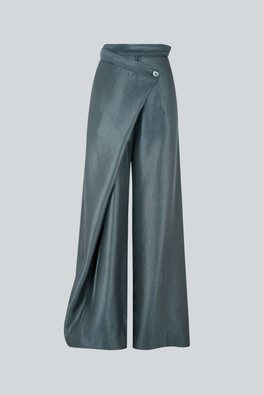 Pantalón Ladon gris de Tencel con sobrefalda asimétrica de Sandra Weil