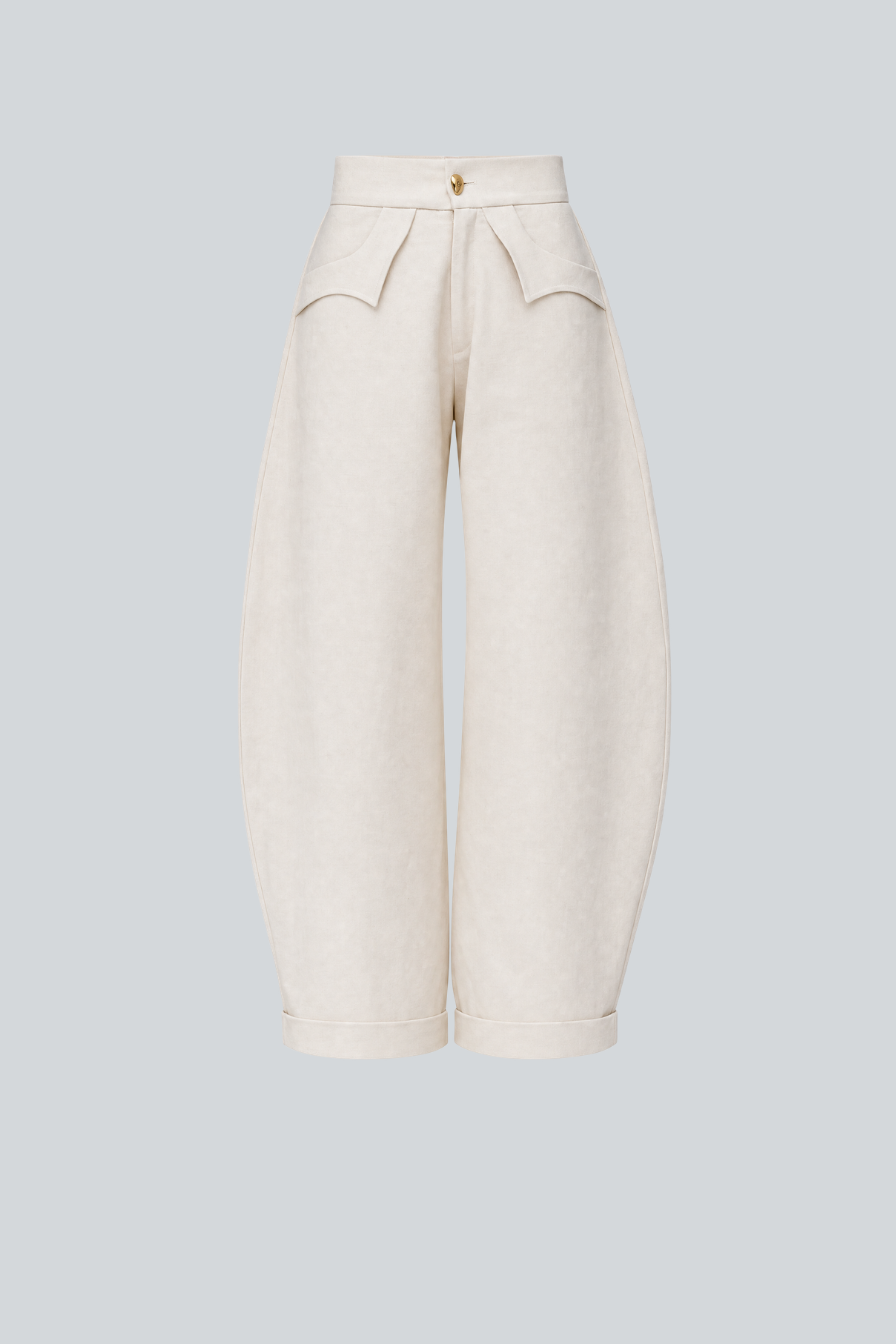 Pantalón Ola de Arial 12 en denim ivory con corte barrel y tiro a la cintura